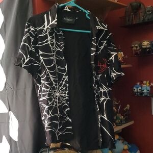 Killstar Men's Small Spider-web Button Up